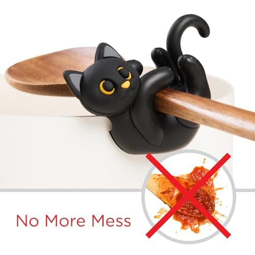 Black Cat Spoon Rest for Stove Top – Silicone Pot Clip Utensil Holder & Lid Lifter – Funny Kitchen Gadget, Unique Witchy Cat Gifts for Women & Halloween – 3" x 2.5" - Thumbnail 5