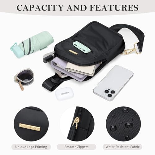 GOLF QUALTY Large Capacity Crossbody Bag Spacious Fanny Pack for essentials Casual Waist Pack for Women & Men,Black - Thumbnail 3