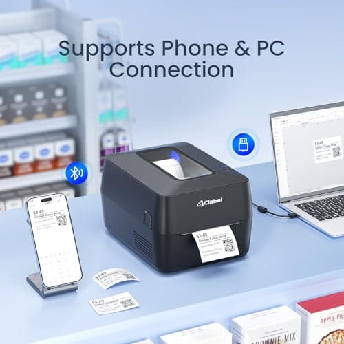 Thermal Transfer Label Printer- Bluetooth 4x6 Shipping Printer for Small Business, Warehouse, Retail and Office, Barcode Maker for Asset Tracking, Inventory and Logistics, Compatible with Phone and PC - Thumbnail 4