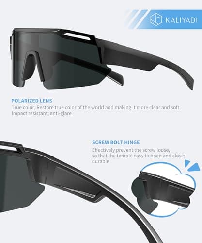 KALIYADI Polarized Youth Baseball Sunglasses: Kids Sunglasses for Boys Girls Sports Cycling Running UV400 Protection Age 6-14 - Thumbnail 3