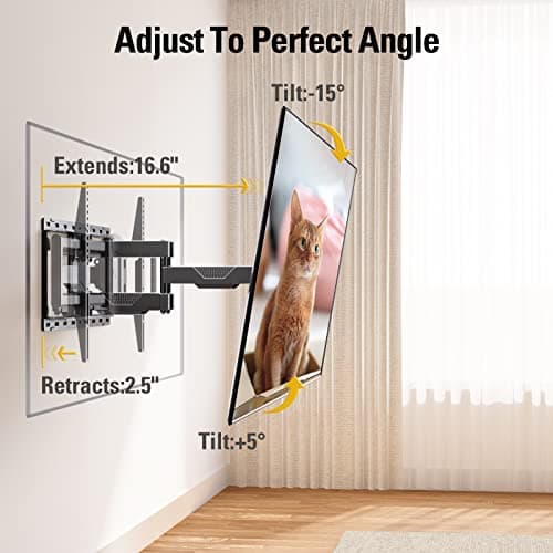 Mounting Dream UL Listed TV Wall Mount for Most 42-84 Inch TV, Full Motion, with Swivel and Tilt, TV Bracket with Articulating Dual Arms, Fits 16inch Studs, Max VESA 600X400 mm, 100 lbs,MD2617 - Thumbnail 2