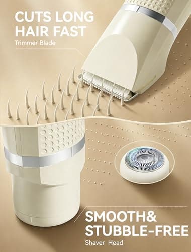 Unibono Pubic Hair Trimmer Women - Waterproof Bikini Trimmer, Rechargeable 3-in-1 Electric Razor, Personal Trimmer Groomer for Body Hair, Cordless Lady Shaver for Legs, Underarms, Face (Cream,LY) - Thumbnail 5