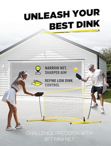 MerryMove Pickleball Practice Rebounder Net: Pickleball Rebounder or 6FT Mini Pickle Ball Net Portable for Outdoor Driveway Backyard and Indoor Garage - 2in1 Trainer for Dink Volley Training - Thumbnail 5