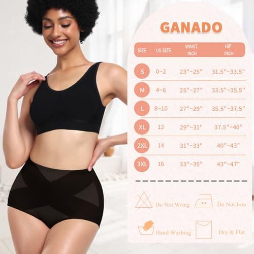 Ganado Tummy Control Shapewear Panties for Women High Waisted Shaping Underwear Body Shaper Slimming Panty Girdle (Black(mixed)+black(mixed) Small) - Thumbnail 6