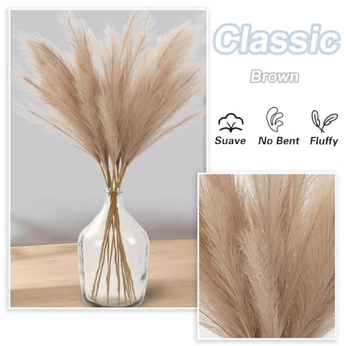 Acfruits 12 PCS Beige Faux Pampas Grass 38"/3.1ft Tall Brown Artificial Pompous Grass Large Fake Pompas Branches Plants Floor Vase Filler for Flower Arrangement Home Decor - Thumbnail 3