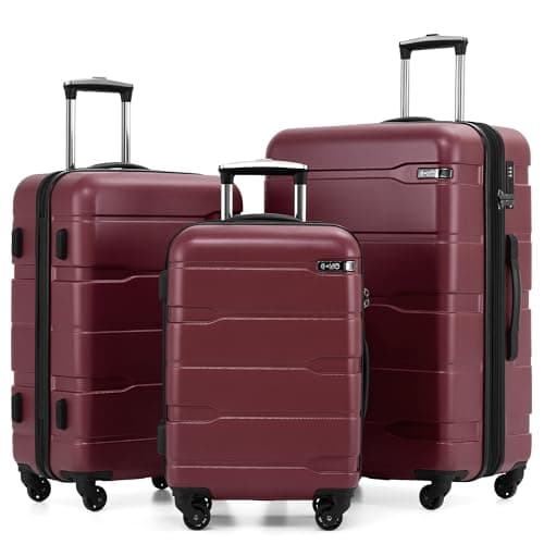Coolife Luggage Set 3 Piece Hardside PC+ABS Suitcase with TSA Lock, Expandable Large Checked Luggage, Lightweight Rolling Carry On with Spinner Wheels(20/24/28 Inch, Radiant Pink) - Image 1