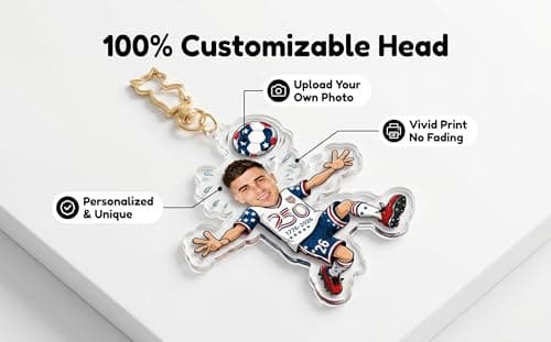 VBAIFAyy Custom Top Only Acrylic Soccer Keychain – Fixed Football Design, Perfect as Party Favors, Birthday, Housewarming, Match Day Gift for Fans & Friends, Great for Any Occasion - Thumbnail 5