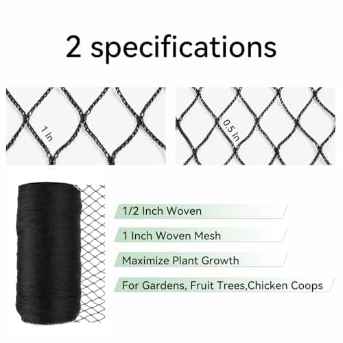 XiHaKey Bird Netting for Garden 15x15 Ft, 1/2 Inch Mesh Heavy Duty Garden Netting for Plants, Fruit Trees & Blueberries, UV Resistant Outdoor Protection Against Birds, Squirrels, Deer & Poultry - Thumbnail 4