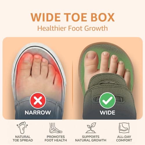 WIDE TOE BOX Toddler Barefoot Shoes,Boys and Girls First Walking Shoe Non-Slip Lightweight Baby Sneakers Khaki Size 9 - Thumbnail 6