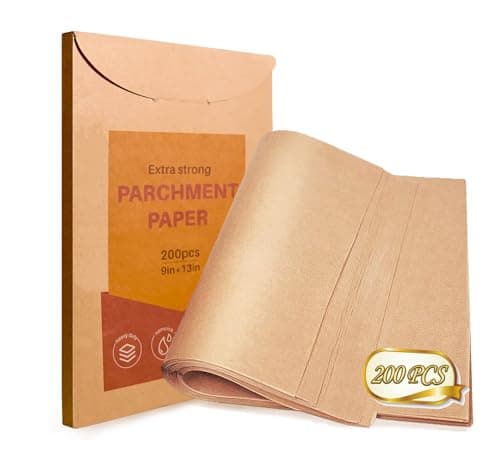 Yarmchahk 200pcs Unbleached Parchment Paper Sheets, 9x13In Precut Cooking Paper Liners for Baking Sheets, Air Fryer, Microwave, Grilling, Oven, Non-Stick,Non-Toxic, Oil Proof, Food Grade - Image 1