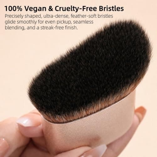 GOERTI Self Tanner & Bronzer Brush with Travel Case – Large Kabuki Body Makeup Brush for Face & Body, Ultra Soft Vegan Kabuki Foundation Makeup Brush for Liquid, Cream & Powder Applicator - Thumbnail 4