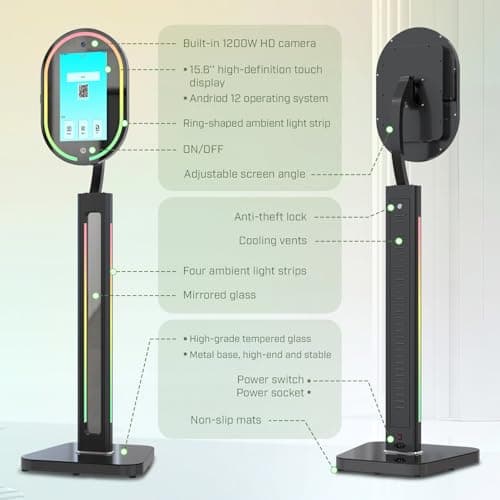MWE Magic Mirror Photo Booth Touch Screen with Printer and 1200W Pixel 4K HD Camera,RGB Surround Light Music Sync,Mirror Video Booth with Software APP Remote Control (16in+Printer) - Thumbnail 5