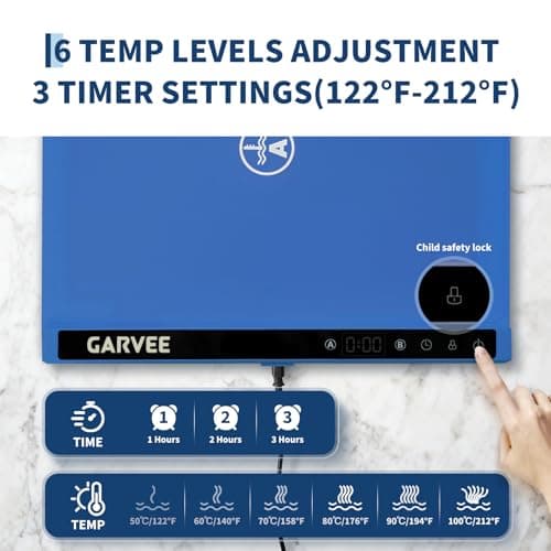 Garvee Electric Food Warming Mat for Countertop, 24x15 in, Dual Zone Control, Portable Silicone Food Warmer Pad Tray with Timer & 6 Temp Levels for Buffet Party, Easy to Clean, Blue - Thumbnail 4