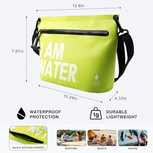 UOEPOWA Dry Bag, Waterproof Shoulder Bag 10.2x7.9x4.3 inches IPX8-rated, with Removable and Adjustable Shoulder Strap. Holds Phone, Wallet, and More. Ideal for Swimming, Diving, and Camping（Pea green） - Thumbnail 3