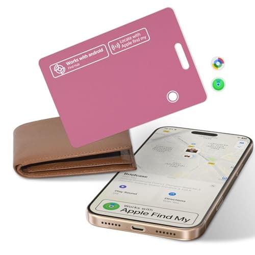AI.QVOKA Tracking Card for Apple & Android, Credit Card Tracker for Wallet Works with Apple Find My & Google's Find Hub (Pink, 1 Pack) - Image 1