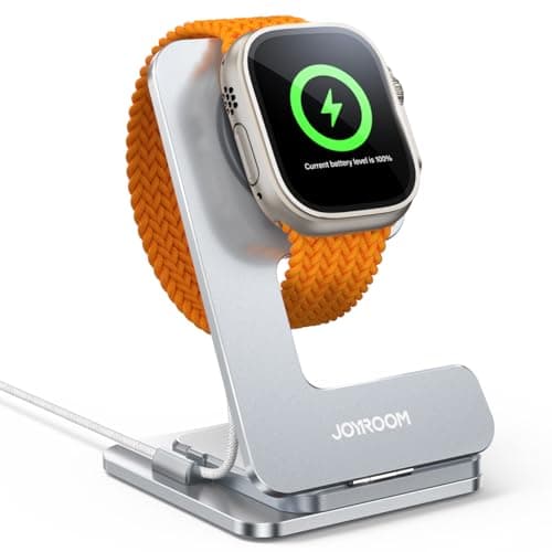 JOYROOM Watch Stand for Apple Watch Magnetic Fast Charging- Desk Charger Stand Holder Dock for Apple iWatch Ultra3/2/1, Series 11/10/9/8/7/6/5/4/3/2/1, SE3/2/1 (49/46/45/44/42/41/40/38mm)(Silver) - Image 1