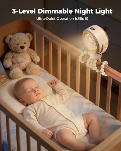 SWEETFULL Baby Stroller Fan - 4000mAh Rechargeable 4-Speed Quiet with LED Display & Night Light, Mini Portable 360° Clip On Safe Fan for Car Seat, Crib, Travel - Brown - Thumbnail 6