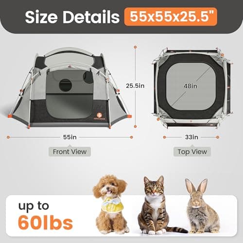 AIPULIDUO Portable Cat Tent, Removable Pet Playpen for Indoor and Outdoor Use of Puppy and Kitten Play Enclosure Houses - Thumbnail 2