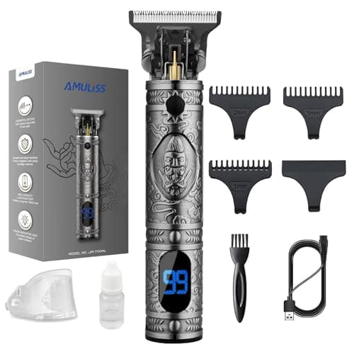 AMULISS Hair Clippers for Men Beard Trimmer Cordless Electric Shaver Razor for Men, Zero Gapped Grooming Kit Barber Clippers with LCD Display, Gift for Men Kids