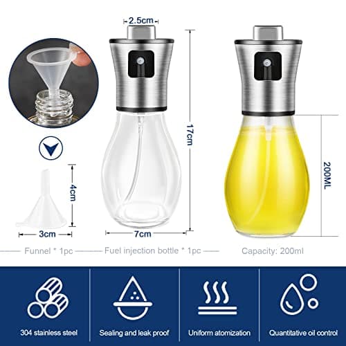 SAINSWIN Oil Sprayer for Cooking,Olive Oil Fine Mist Sprayer - 200ML Mister Bottle for Cooking, Baking, and Air Fryer - Avocado and Canola Oil Dispenser - Kitchen Gadget Essentials - Thumbnail 2