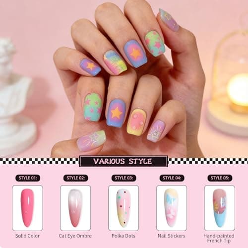 GELLAKTIK 12 Color Patting Nail Gel Polish Kit, Ombre Painting Gel Palette with Brush & Silicone Patting Pen & Nail Art Stickers - UV/LED Curing for Gradient Nails, Beginner Friendly DIY Manicure Set - Thumbnail 2