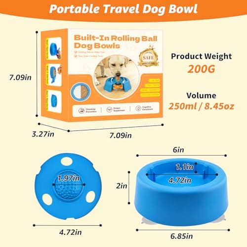 Dog Lick Bowl, Food‑Grade Licking Bowl for Bone Broth & Yogurt, Interactive Slow Eating Toy for Anxiety Relief Boredom, Anti Slip Base Slow Feeder Dog Lick Bowls Rolling Ball - Thumbnail 2