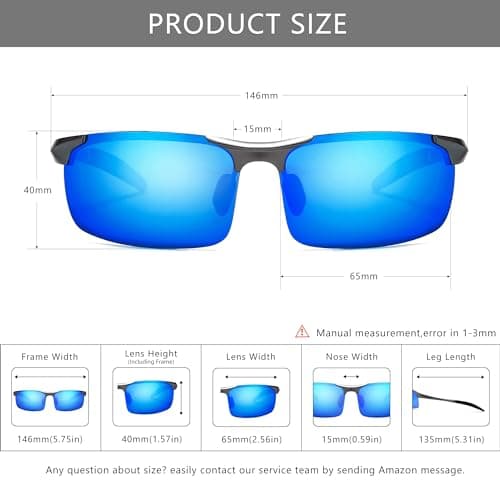 SUNGAIT Men's HD Polarized Sunglasses for Driving Fishing Cycling Running Metal Frame UV400 SGT177-QBL - Thumbnail 6