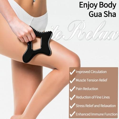 InfiniteRelax Body Gua Sha Tool (Black), Large Body Gua Sha for Lymphatic Drainage Tool & Cellulite Massage Tool, Suitable for Back, Legs, Neck and Women's Full Body Sculpting - Thumbnail 4