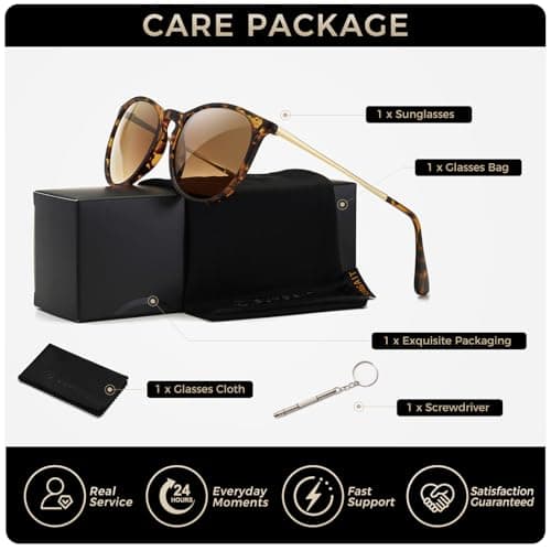 SUNGAIT Premium Vintage Round Sunglasses for Women Men Classic Retro Trendy Style (Polarized Brown Gradient Lens/Amber Frame(Matte Finish)) 1567PG HPKC - Thumbnail 6