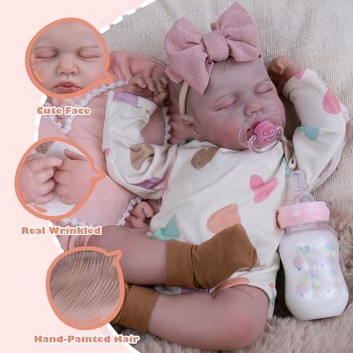 Milidool Realistic Reborn Baby Dolls - 20 Inch Cute Soft Vinyl Newborn Baby Doll Poseable Real Life Baby Dolls with Complete Accessories Toy for 3+ Years Old Girls Gifts, Pretend Play, Collection - Thumbnail 5