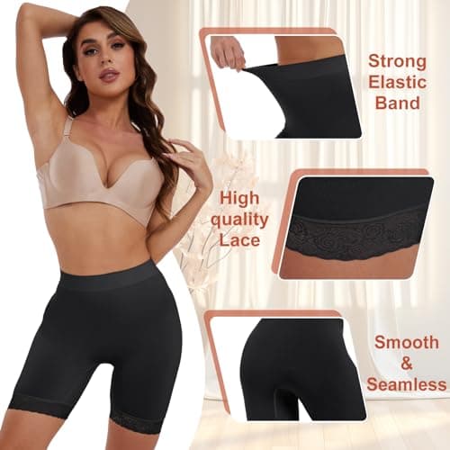 BATHRINS Slip Shorts Seamless Smooth Lace Under Shorts Anti Chafing Underwear for Women Under Dresses - Thumbnail 4