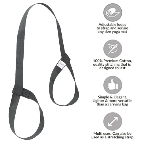 Yoga Mat Strap Carrier with Storage – Adjustable Velcro Tie Straps for Easy Carrying & Secure Holding – Universal Fit for All Mats (Classical Grey) - Thumbnail 5