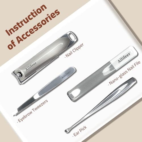 AILIFEER Manicure Set, 4-in-1 Stainless Steel Professional Nail Clippers and Nail Cutters Kit, Includes Nail Filer,Cuticle Trimmer,with Portable Travel Case,Gifts For Women Men,Pedicure Tools For Feet - Thumbnail 3