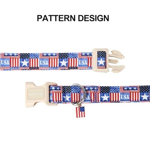 Lionet Paws Summer Dog Collar- Cute 4th of July Dog Collars with America Flag Pattern and Plastic Buckle, Light Adjustable Dog Collars for Medium Dogs - Thumbnail 4