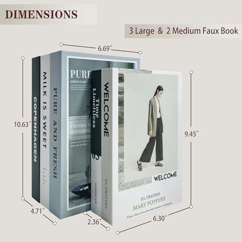 5 PCS Decorative Faux Books Set for Home Decor, Foldable Designer Book Not Real Books(Cardboard) Decor for Coffee Table, Bookshelf, Shelf Styling, Living Room & Office Display, Scandinavian Decor - Thumbnail 4
