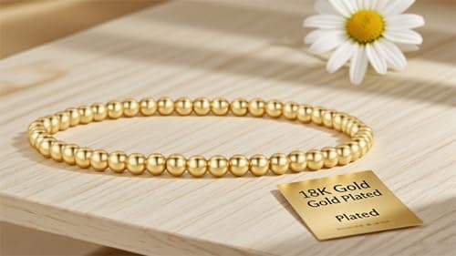 Alegend Handmade 18K Gold Plated 6MM Bead Bracelet - Durable Everyday Accessory - Thumbnail 3