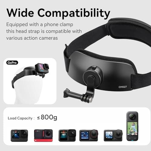 ULANZI CM027 Camera Head Strap Mount Support Vertical Shots for GoPro Hero 13 12 11 10 9 8 7 6 5 4 Session 3+ 3 2 1 Max, DJI Osmo Action, Insta360, Action Cameras Head Mounted - Thumbnail 4