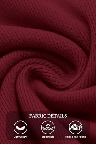 dowerme Women's Casual Mini Dress 2026 Bell Long Sleeve Boat Neck Tie Waist Bodycon Dresses Knitted Party Fall Outfits(Burgundy,X-Large) - Thumbnail 6