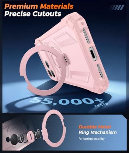 FNTCASE for iPhone 17 Pro-Max Case: [360 Spin Magnetic Ring Kickstand] [Compatible for MagSafe] [Screen Protector] Heavy Duty Military Grade Protection Protective Phone Case with Stand Pink - Thumbnail 6