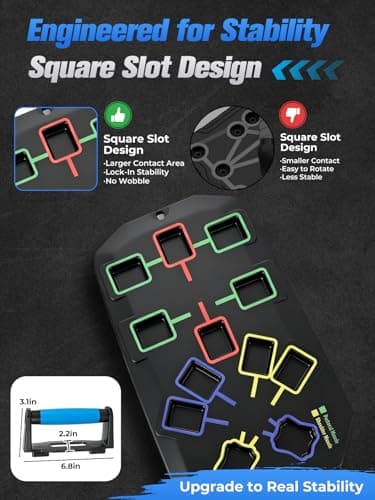 ATYANS Push Up Board 20-In-1 Workout Equipment, Pushup Board with Handles, Puzzle-Style Snap Design with Square Slots, Home Gym Fitness Equipment for Chest, Shoulders, Back & Triceps, Men and Women - Thumbnail 5