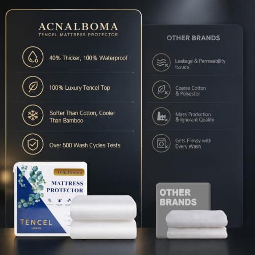 Twin Mattress Protector Tencel Luxury 100% Waterproof Mattress Protector,Silky Soft & Breathable,Cooling Mattress Pad Cover Fitted 18" Deep Pocket Noiseless,39"x75" - Thumbnail 3