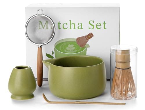 20OZ Matcha Whisk Set - 5PCS Japanese Tea Set Includes Matcha Bowl with Spout, Bamboo Whisk with Ceramic Holder, Bamboo Scoop and Sifter, Matcha Kit for Ceremony, Gift for Matcha Lovers (Matcha Green) - Image 1