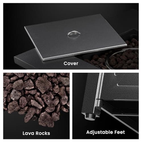 R.W.FLAME 28'' Propane Fire Pit Table, 40,000 BTU, Portable, with Lava Racks, Lid, Rain Cover, Smokeless for Outside Paito/Garden/Backyard - Thumbnail 5