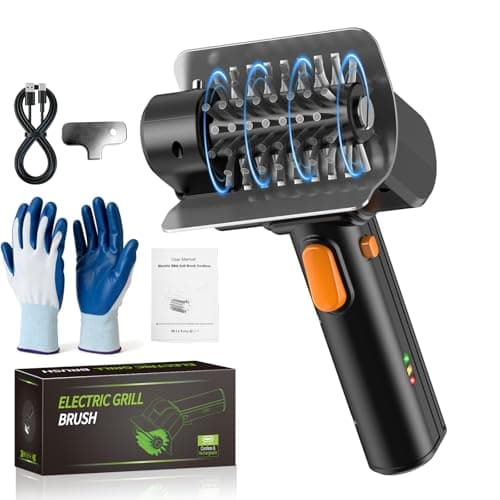 YEBLEM Electric Grill Brush with Dual Safety Lock - 2026 TikTok Ideal Gift for Men Dad Husband, Professional BBQ Cleaner with Submersible 304 SS Head, Splash-Proof Scrubber for Grill (Orange Button)