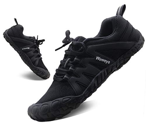 Weweya Barefoot Shoes Women Minimalist Running Five Finger Cleat-Less Bike Shoes Cycling Outdoor Training Fitness Climbing Sneakers Black US Size 9 9.5 - Image 1