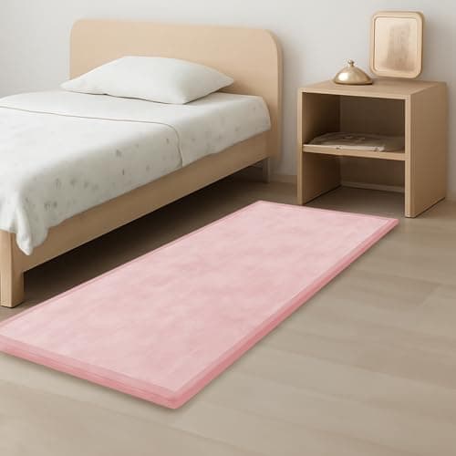 PaPaMat 1.3" Thick Baby Play Mat for Floor, 28x72 Foam Tummy Time Mat, Padded Support Soft Plush Bedside Rugs for Infant Kids Toddler Crawling Kick Activity (Pink) - Image 1