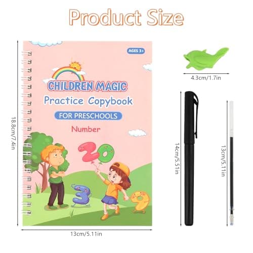 PEASUG Grooved Writing Books for Kids 3-5, Magic Grooved Writing Practice for Kids, Reusable Handwriting Workbooks Practice for Kid Learn to Write, Children's Magic Copybooks 4 Pack - Thumbnail 2