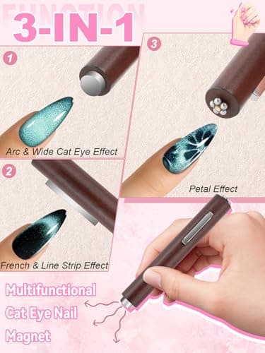 TOROKOM Cat Eye Magnetic for Nails, 54PCS 3-in-1 Cat Eye Gel Nail Polish Magnet Tools Powerful Set Multiple Style Nail Magnets French Heart Beads Nail Art Tools for Nail Art Designs - Thumbnail 2