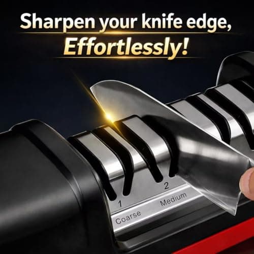 4-Stage Electric Knife Sharpener, Heavy Duty Knife Sharpener with 20° Precision Angle for Straight, Serrated & Ceramic Knives, 100% Diamond Abrasive, Resin Polishing - Thumbnail 2