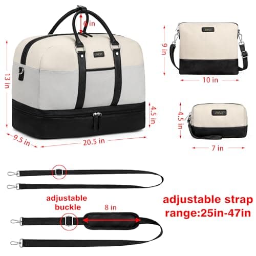 IBFUN Weekender Bags for Women, 3PCS 21" Large Travel Duffle Carry On with Crossbody Bag & Toiletry Bag, Water-Resistant Shoe Compartment, Trolley Sleeve, for Business Weekend Overnight Trips - Thumbnail 4